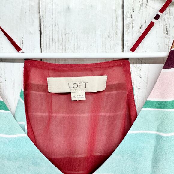 Ann Taylor Loft Blouse Women Sz XS Multicolor Stripe Sleeveless Tank Top Casual - Picture 3 of 6